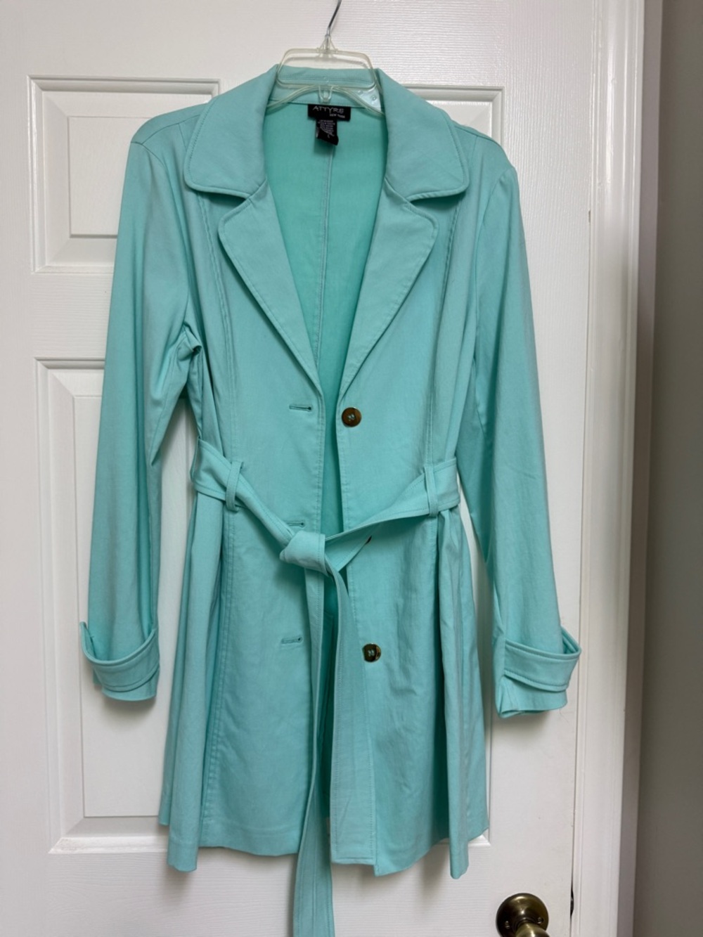 Attyre Women's Mint Trench Coat with Belt